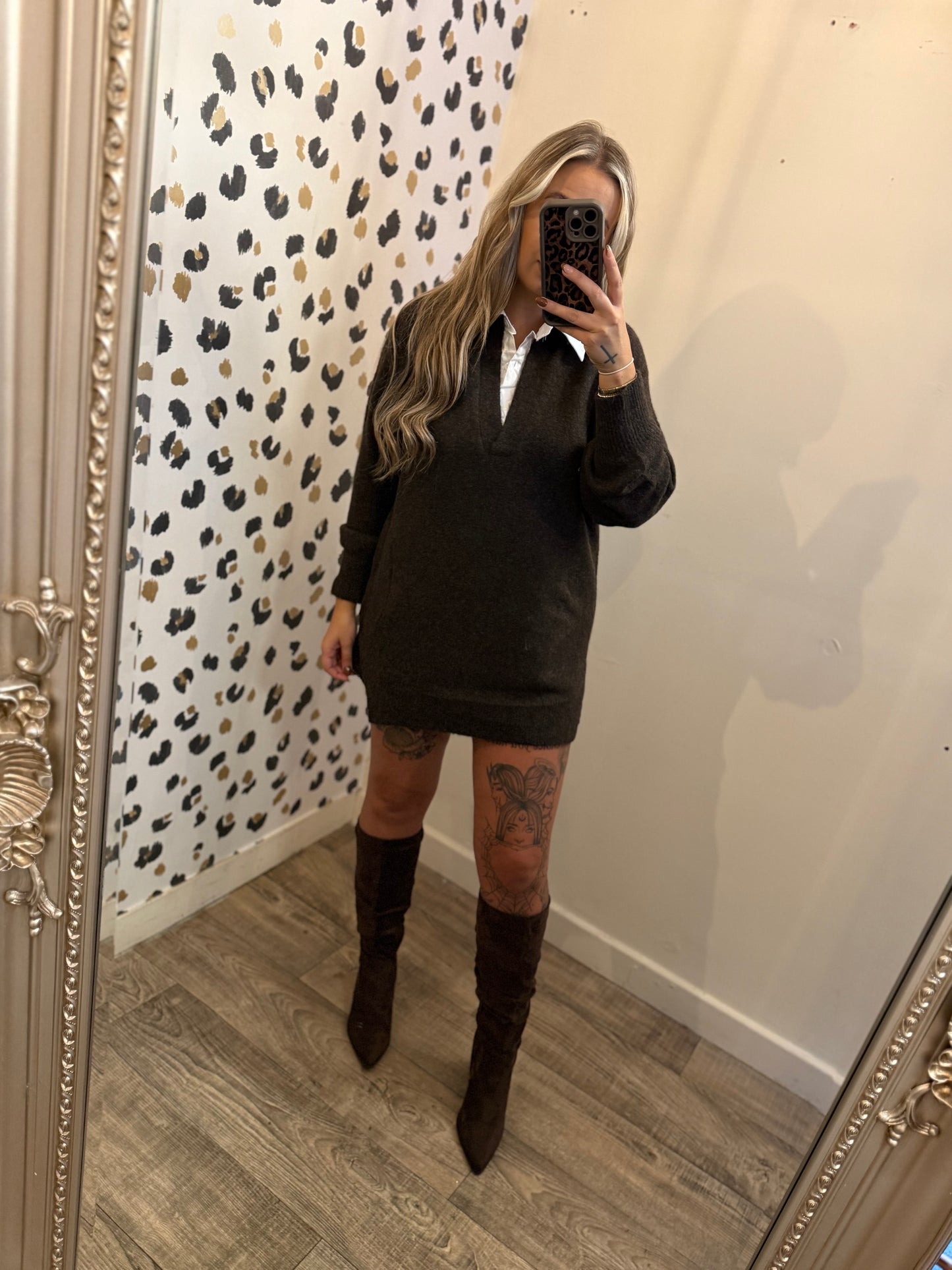 Chocolate Shirt Jumper Dress