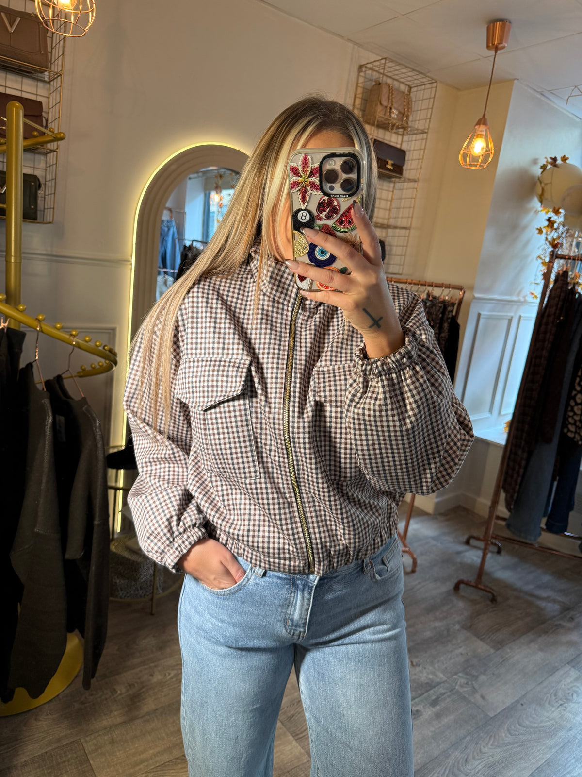 Check Bomber Jacket