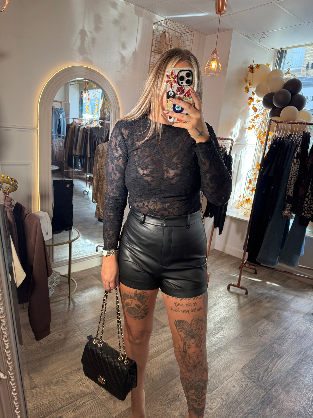 Black PU Leather Shorts
