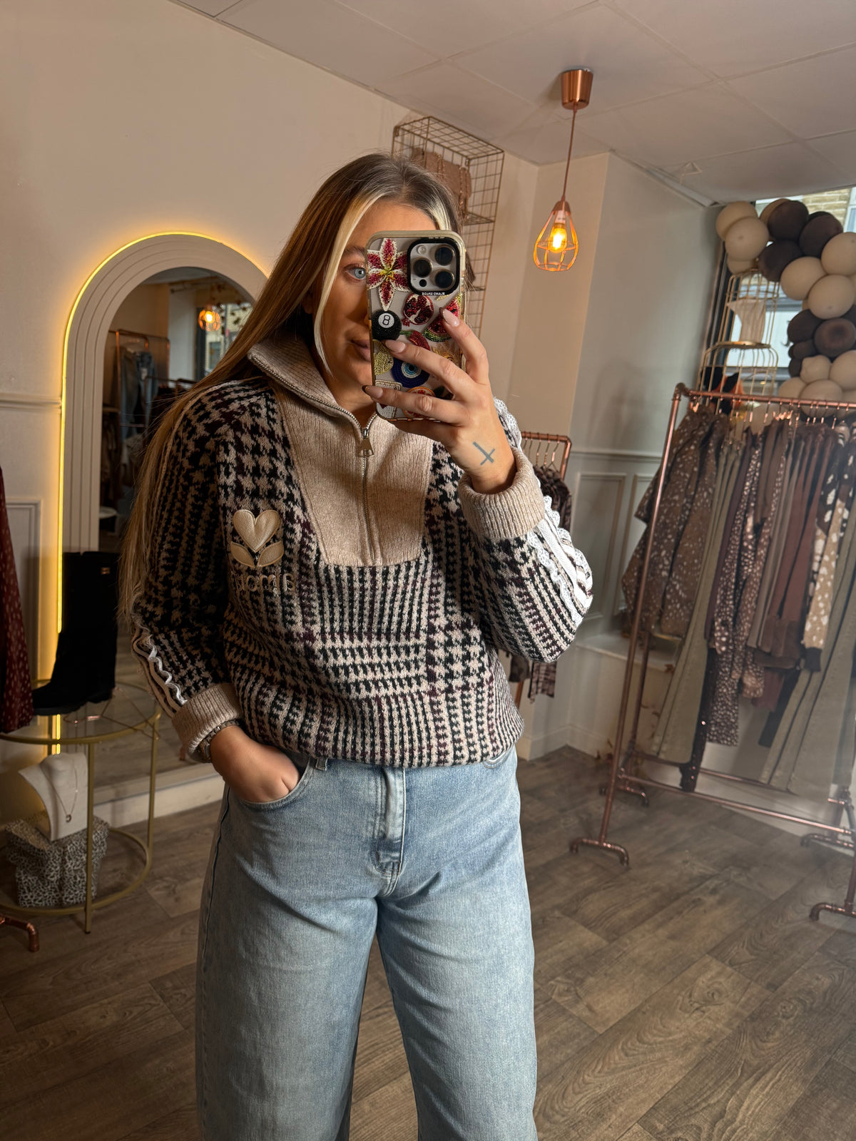 Check Lace Detail AMOUR Jumper