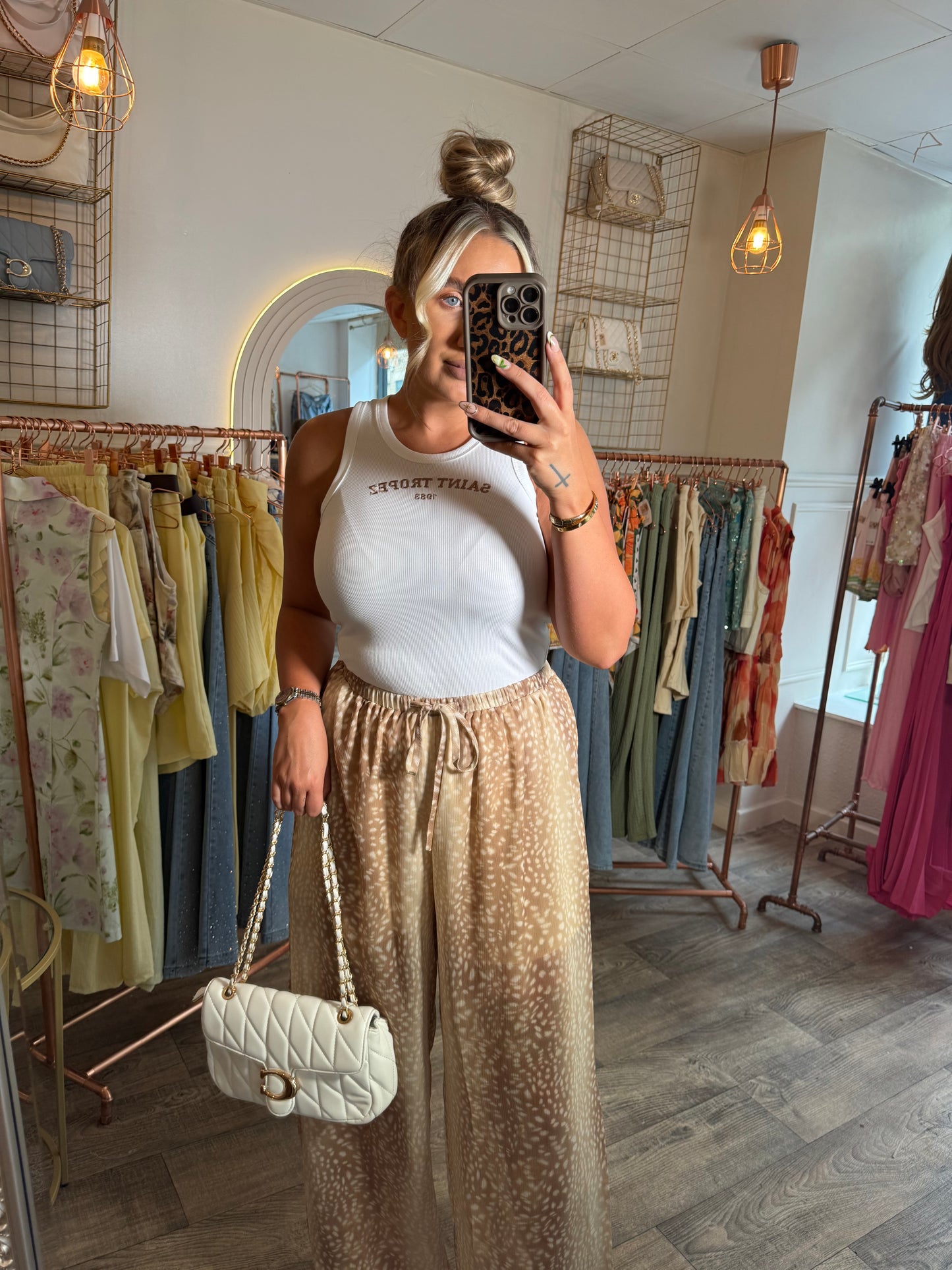 The Beige Leopard Baggy Pants