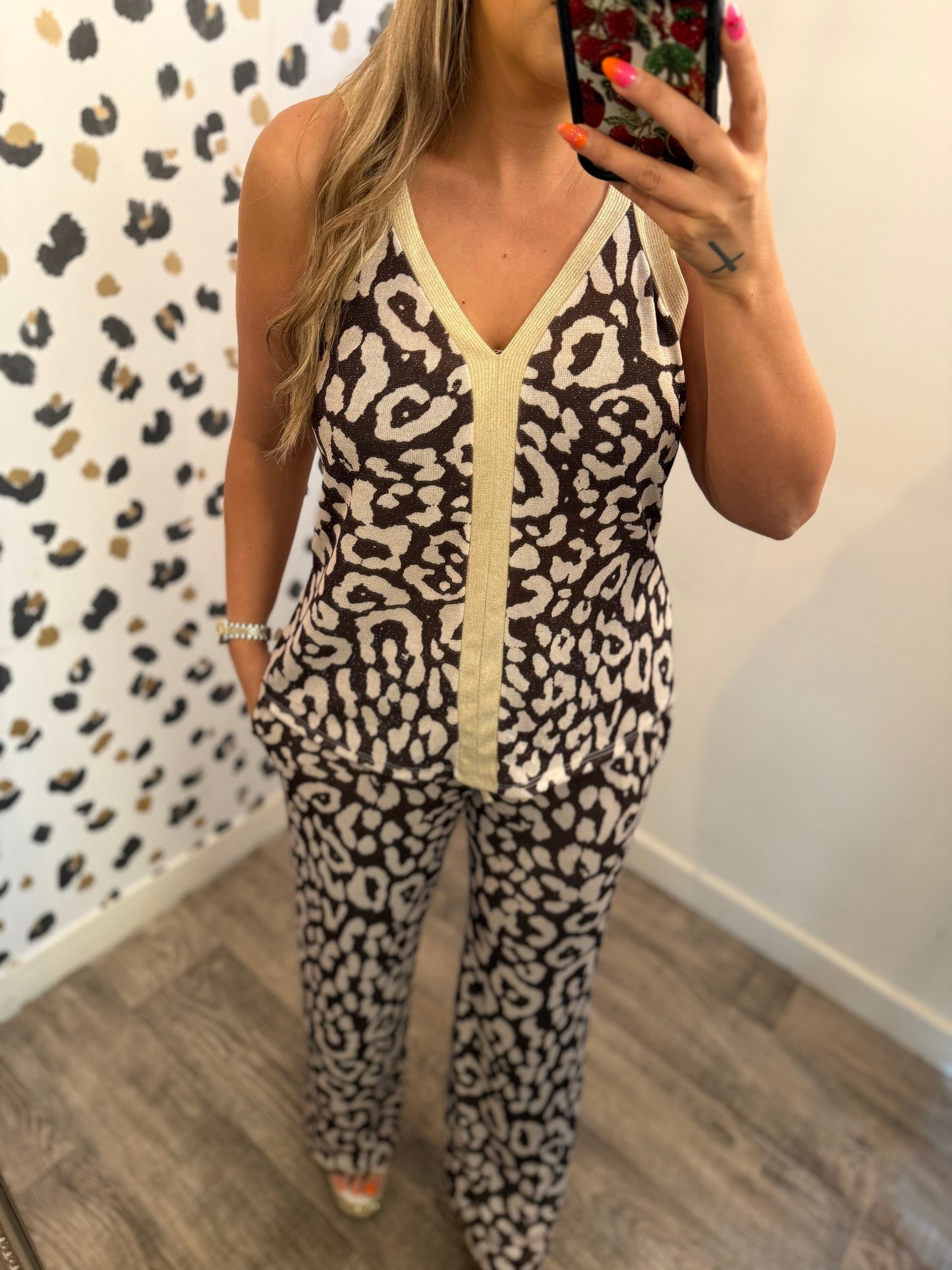 Leopard & gold pant set
