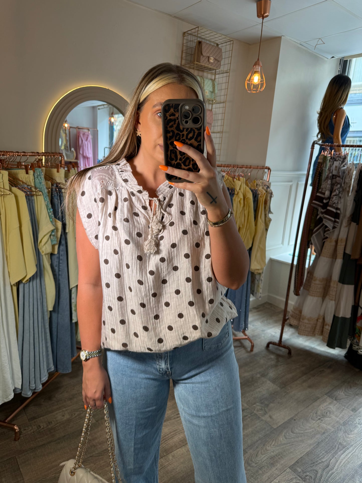 Polka Dot Vest Blouse