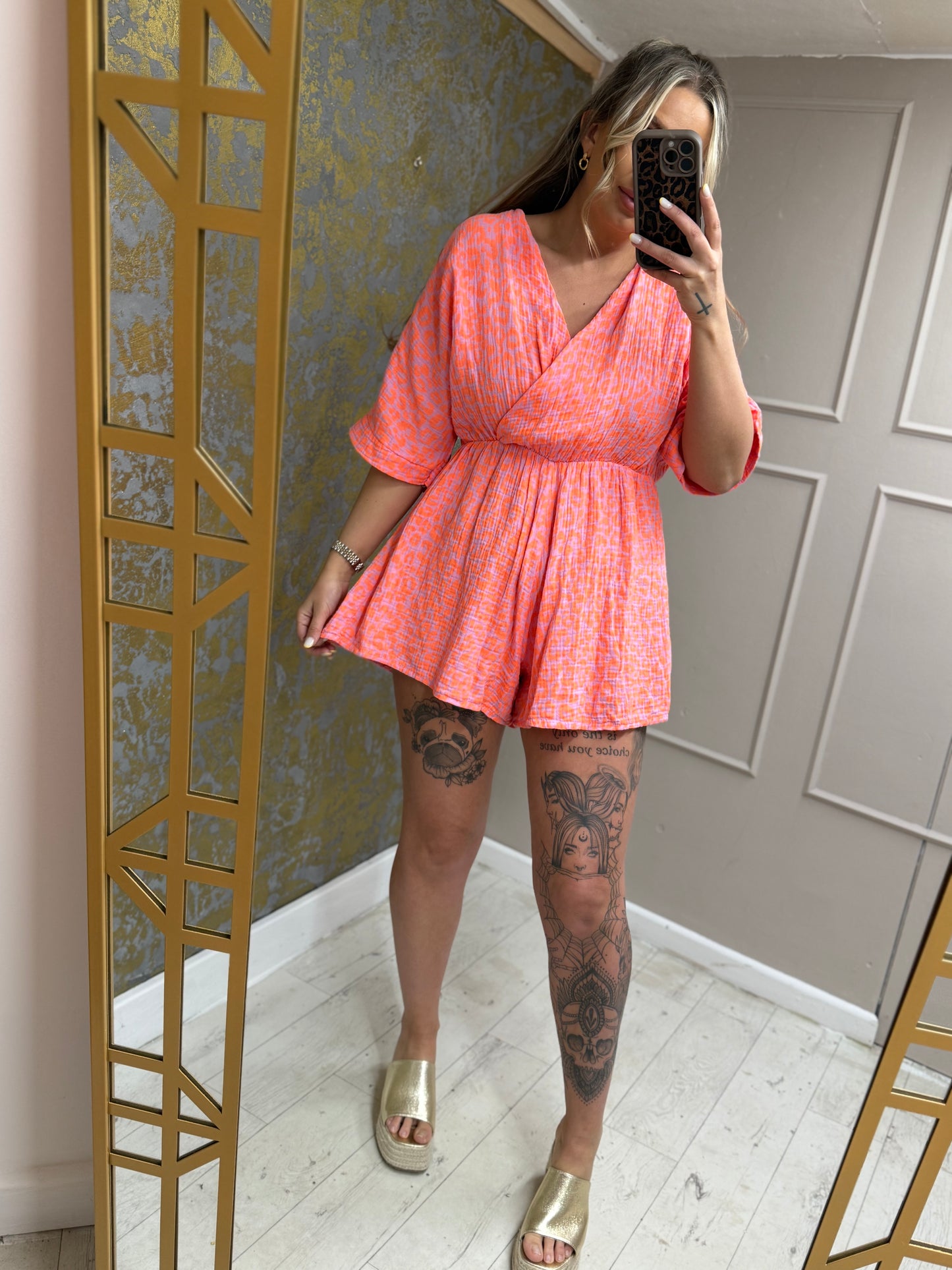 Leopard Cheesecloth Playsuit 2 Colours