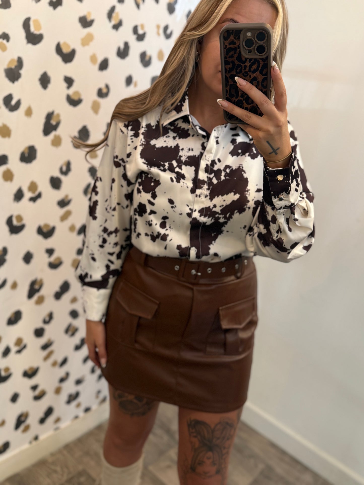Cow Print Silk Shirt