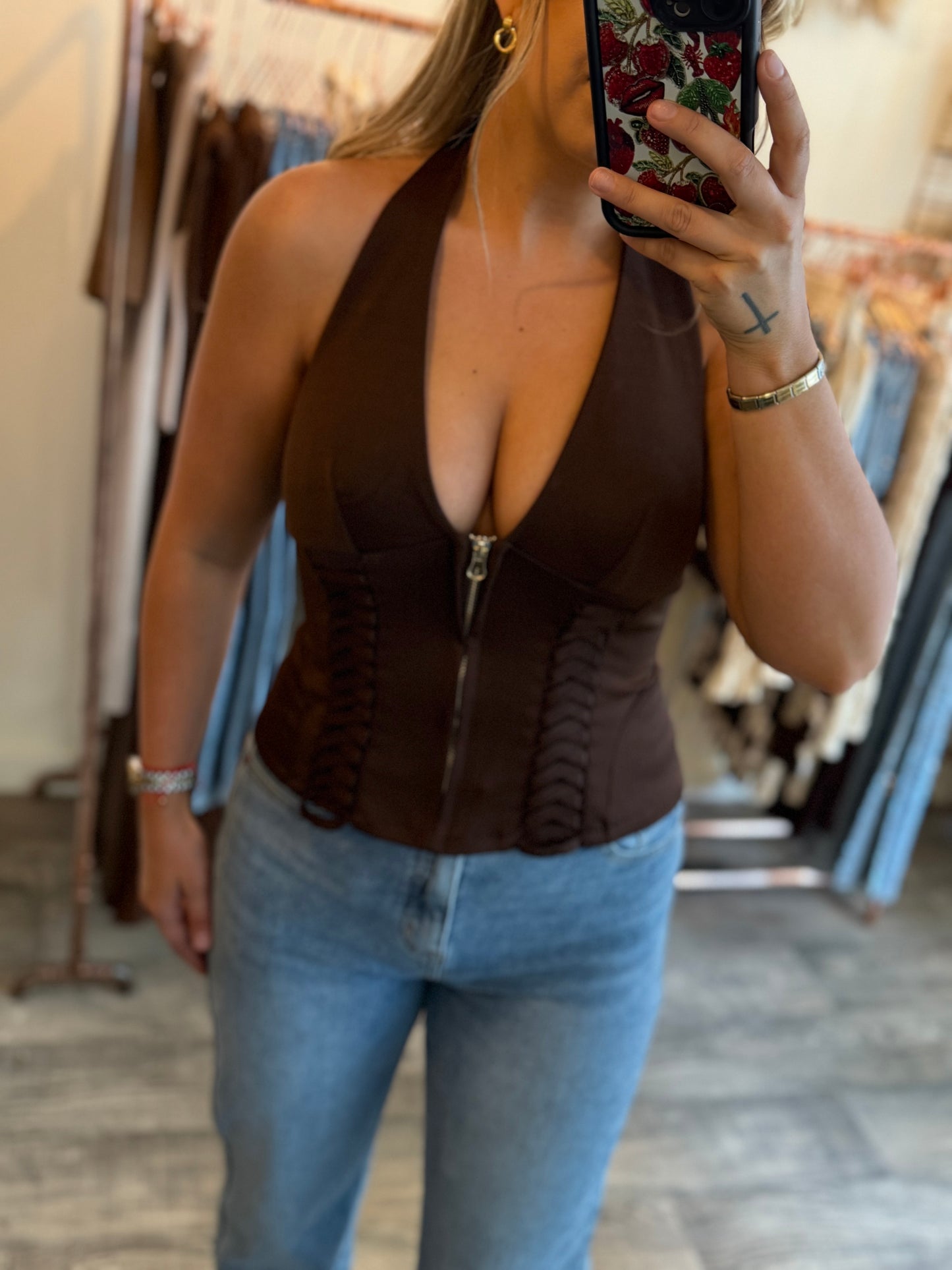 Corset Top Brown