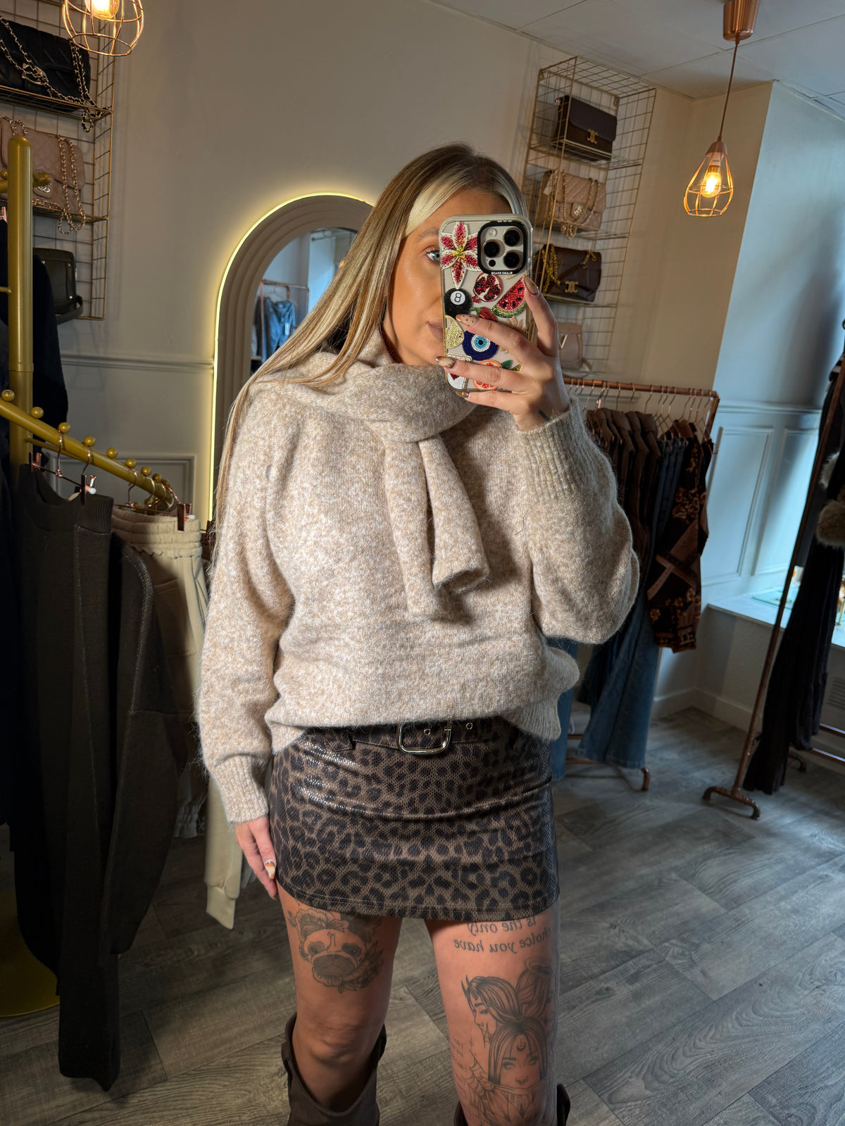 Leopard Print Belted Skort