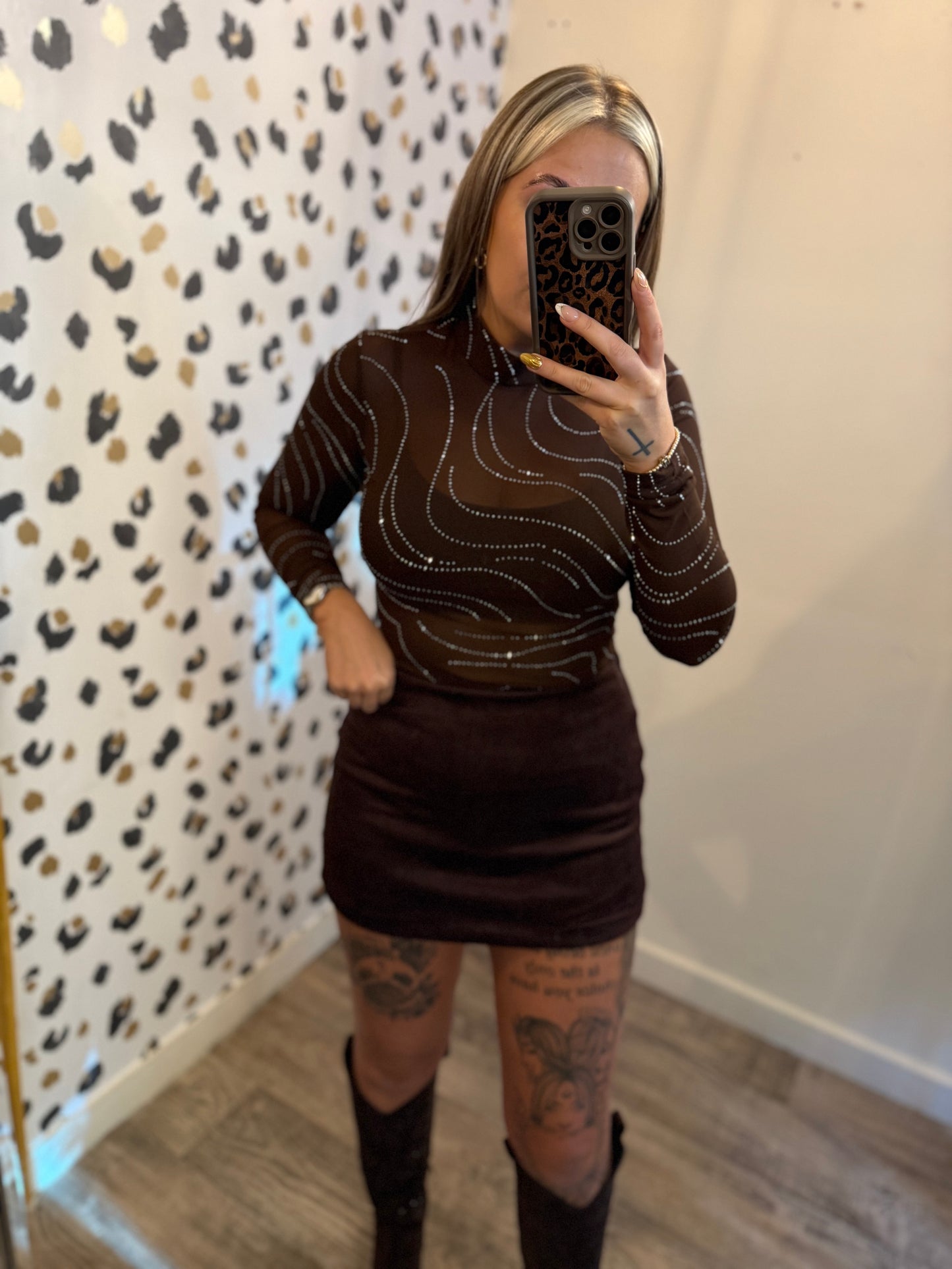 Brown Suede Skort