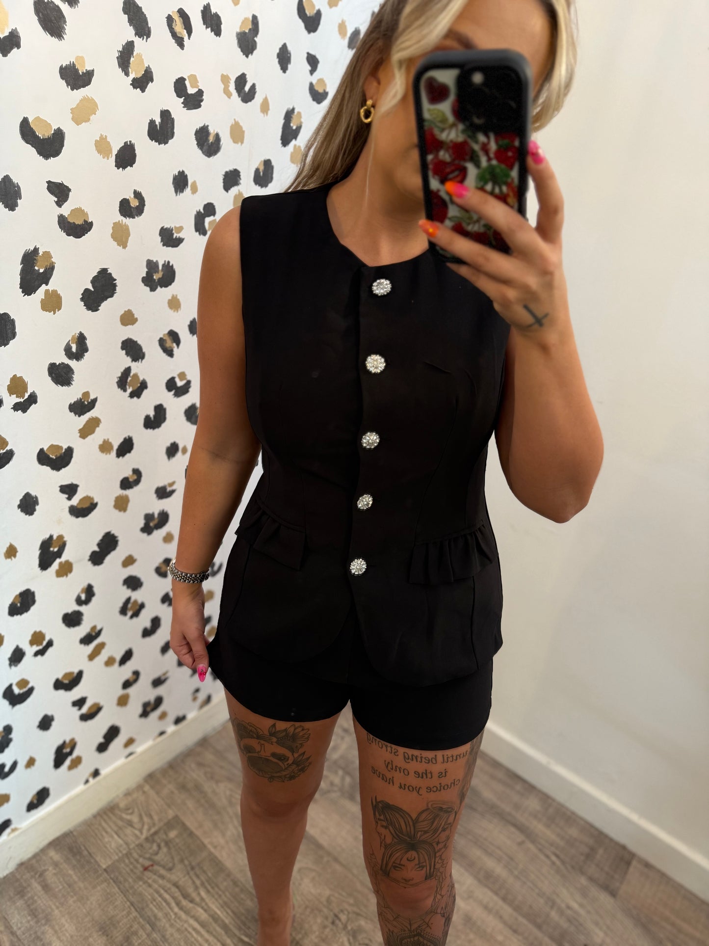 Black waistcoat & short set