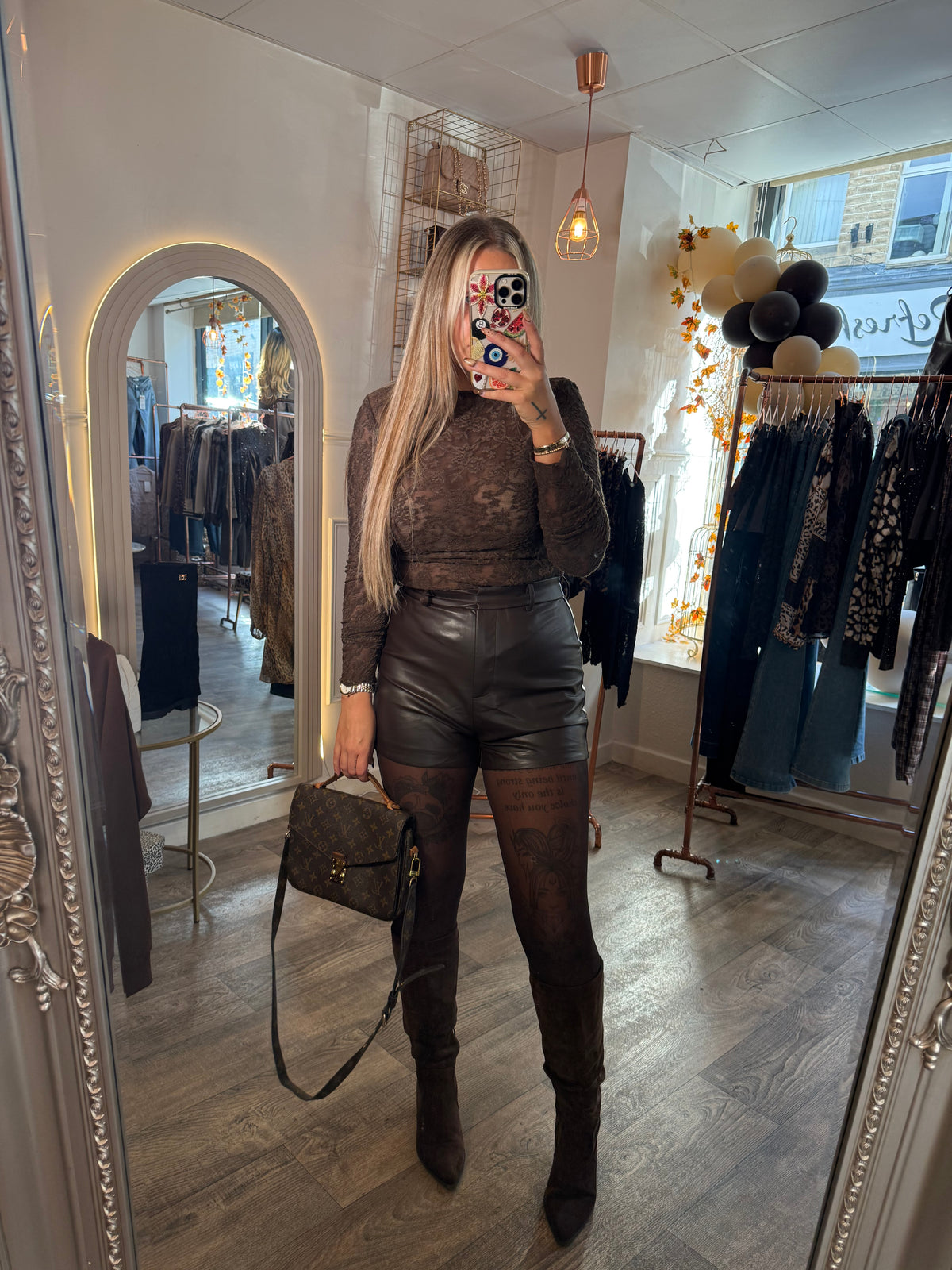Brown lace top
