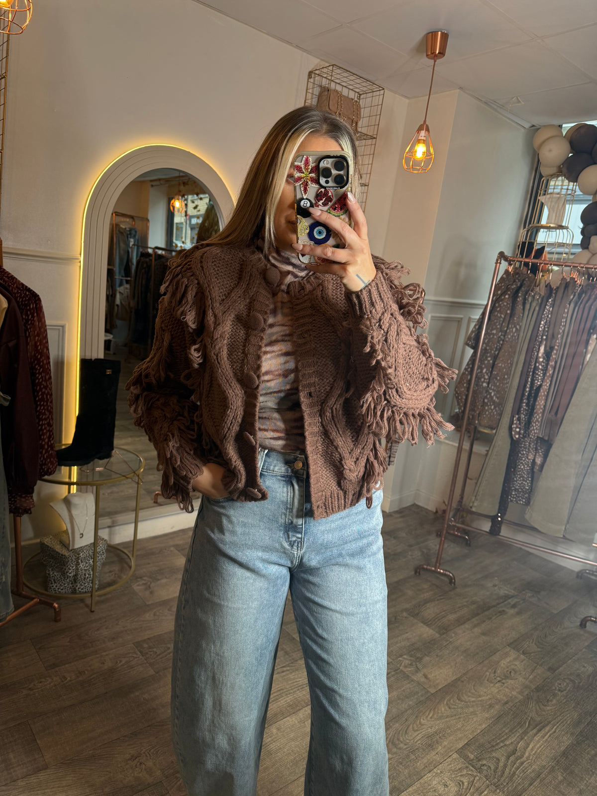 LUXE Tassel Chocolate Cardigan