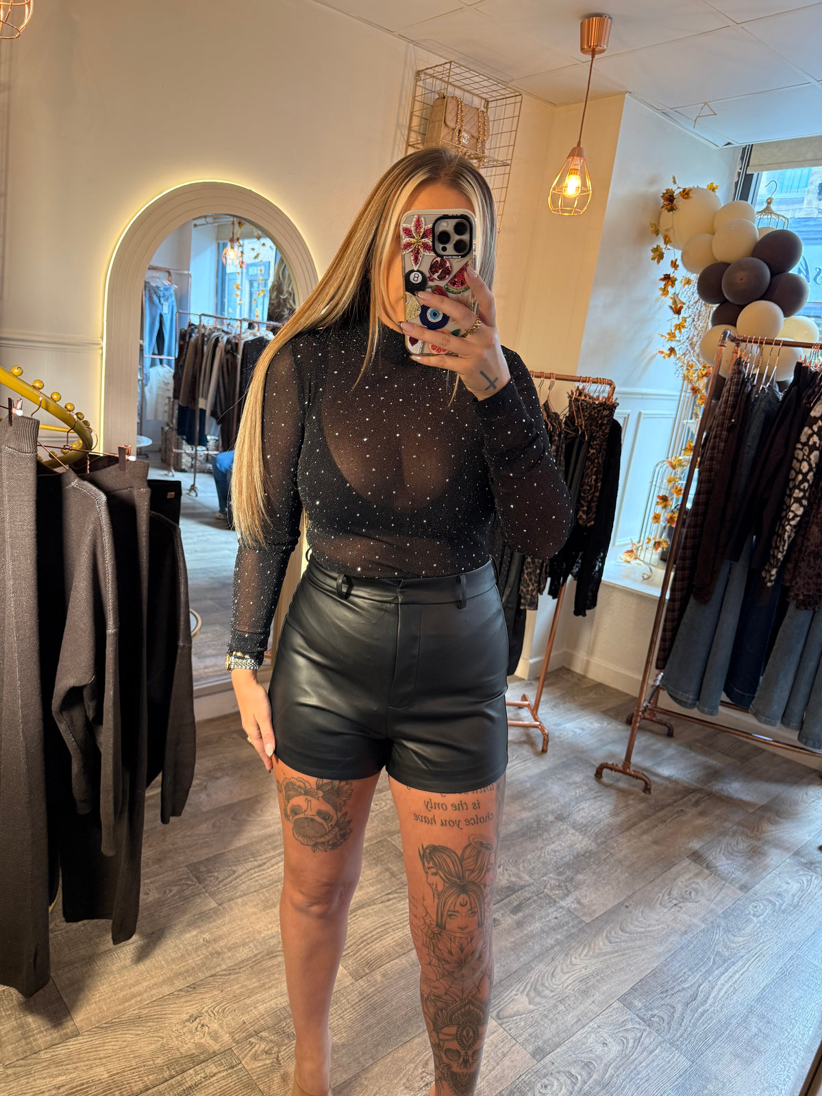 Black Bling Mesh Bodysuit