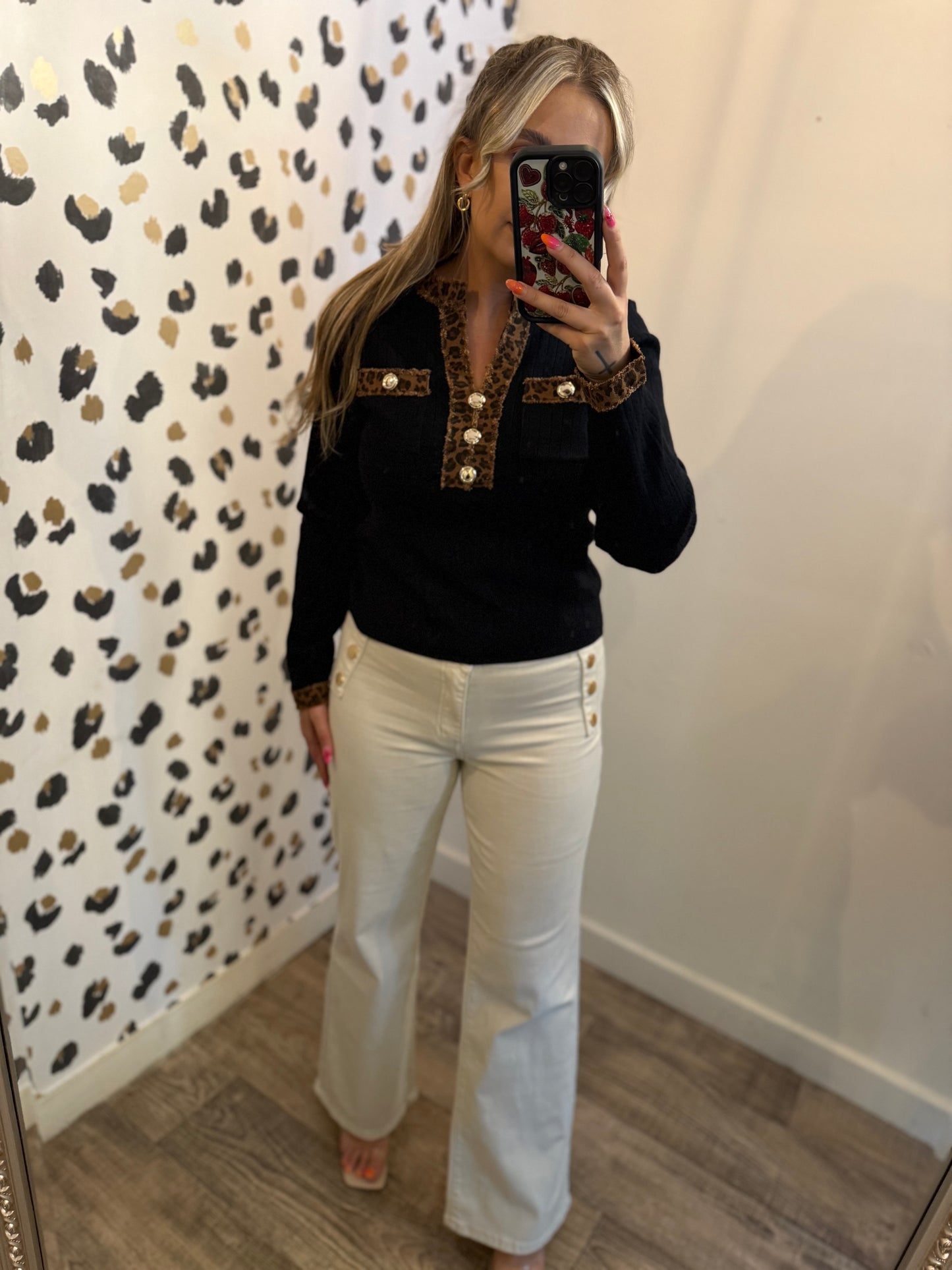 Black & leopard jumper