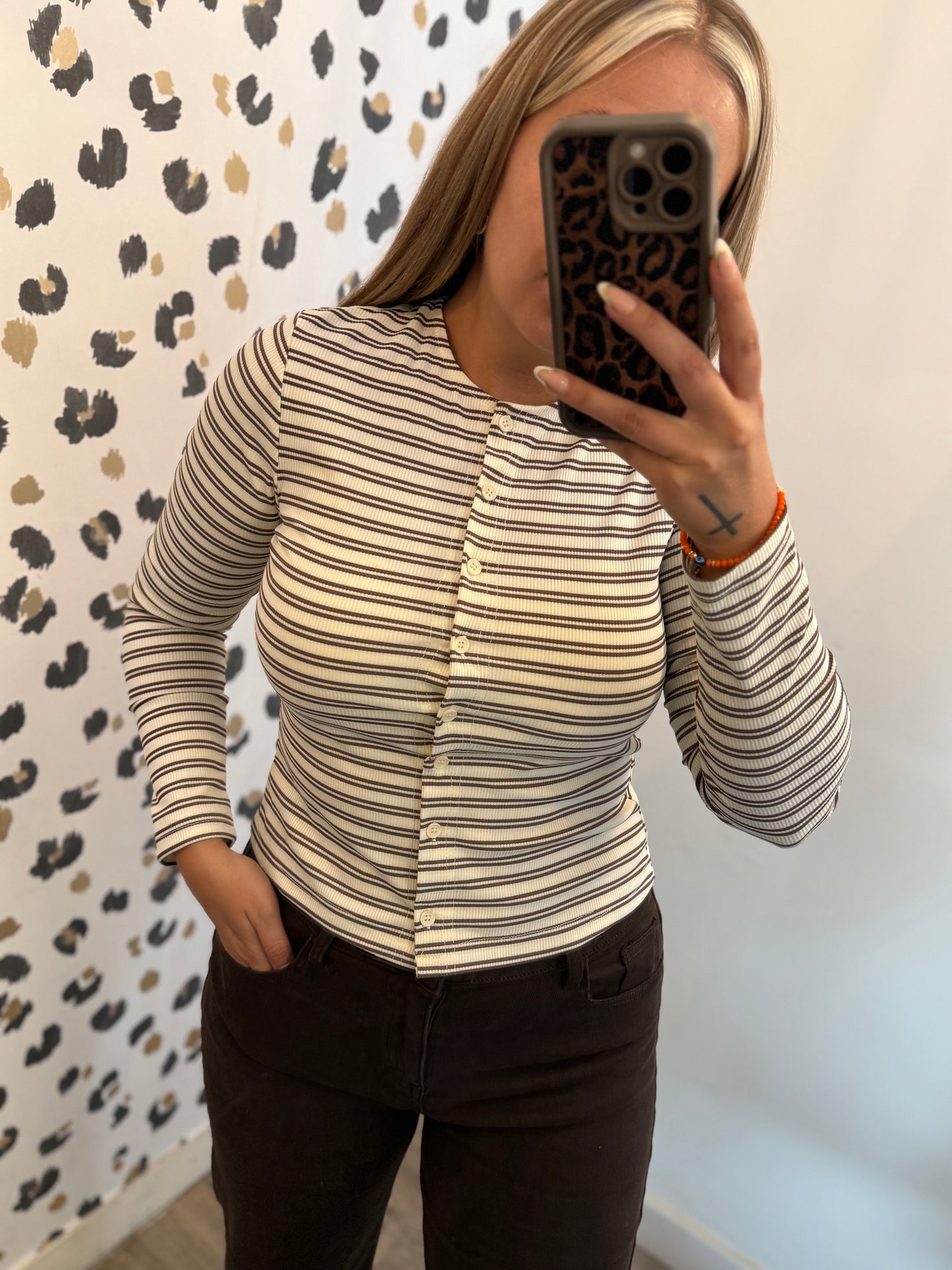 Stripe Button up Top
