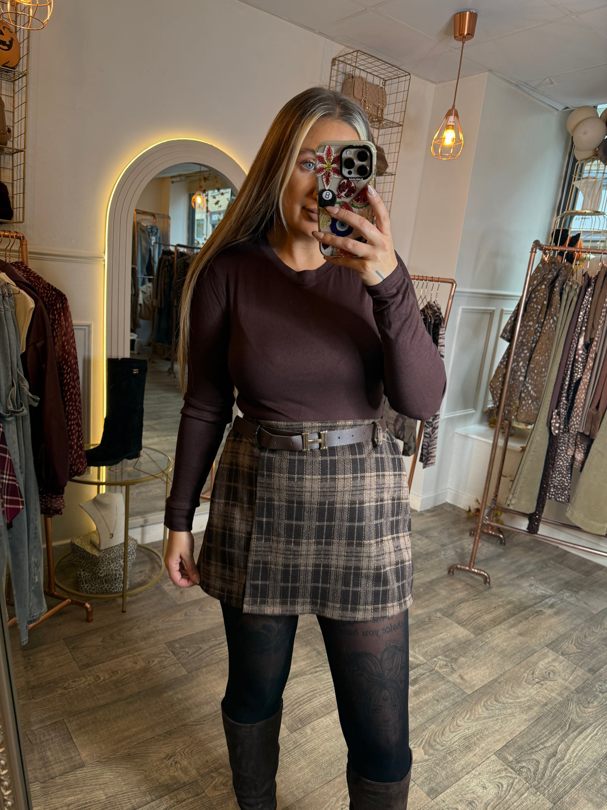 Check H Belted Skort