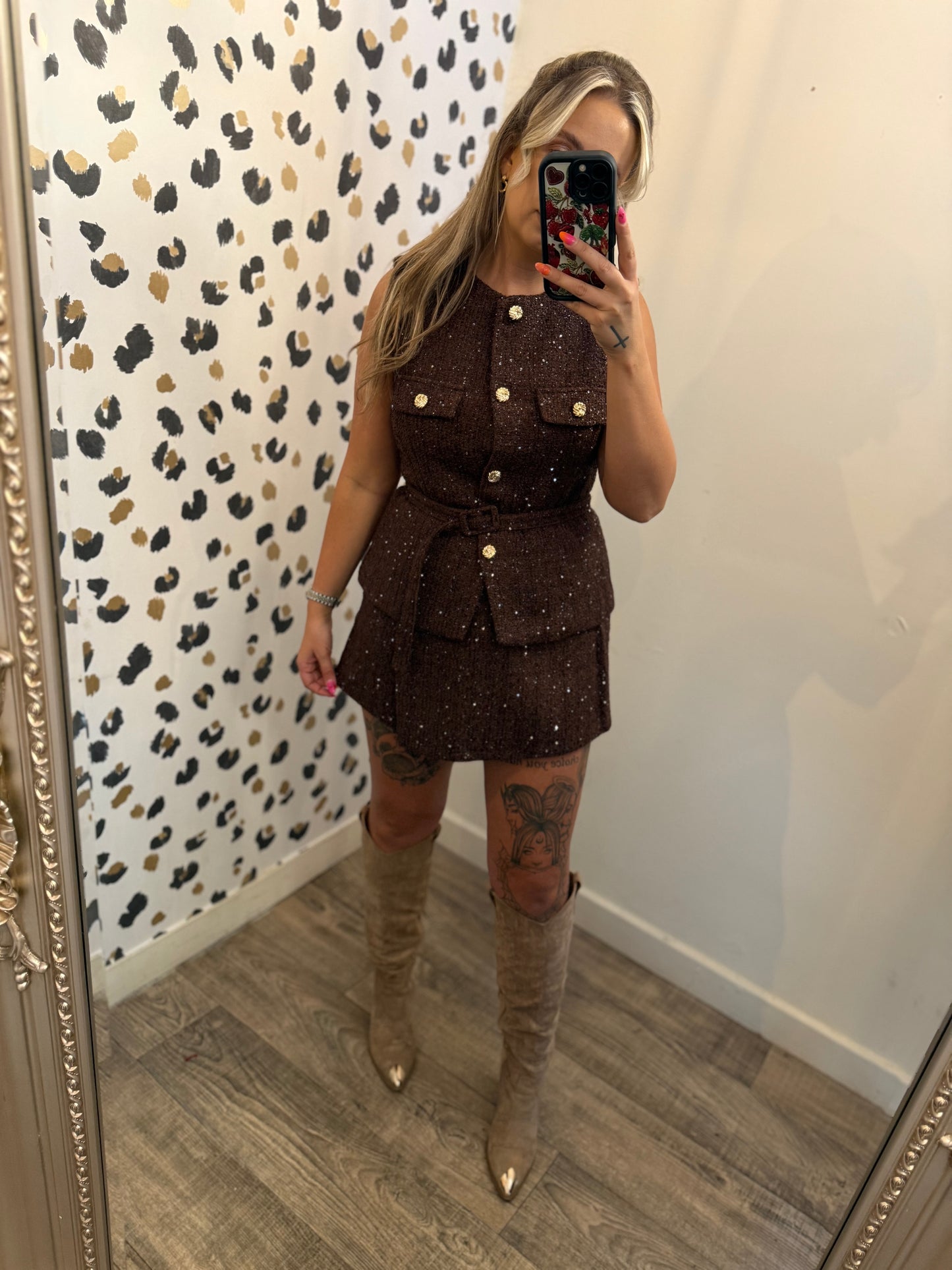Brown & Gold belted Waistcost