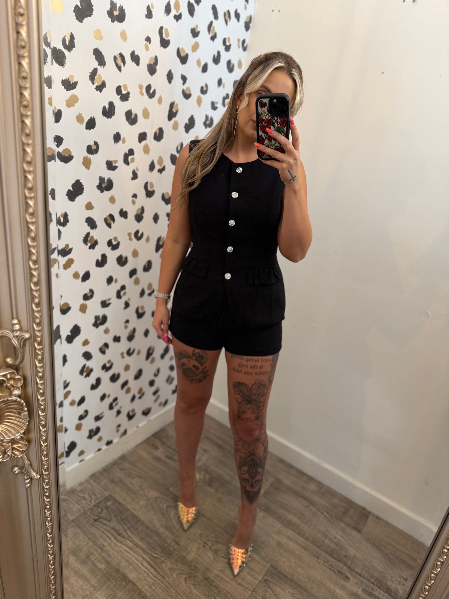 Black waistcoat & short set
