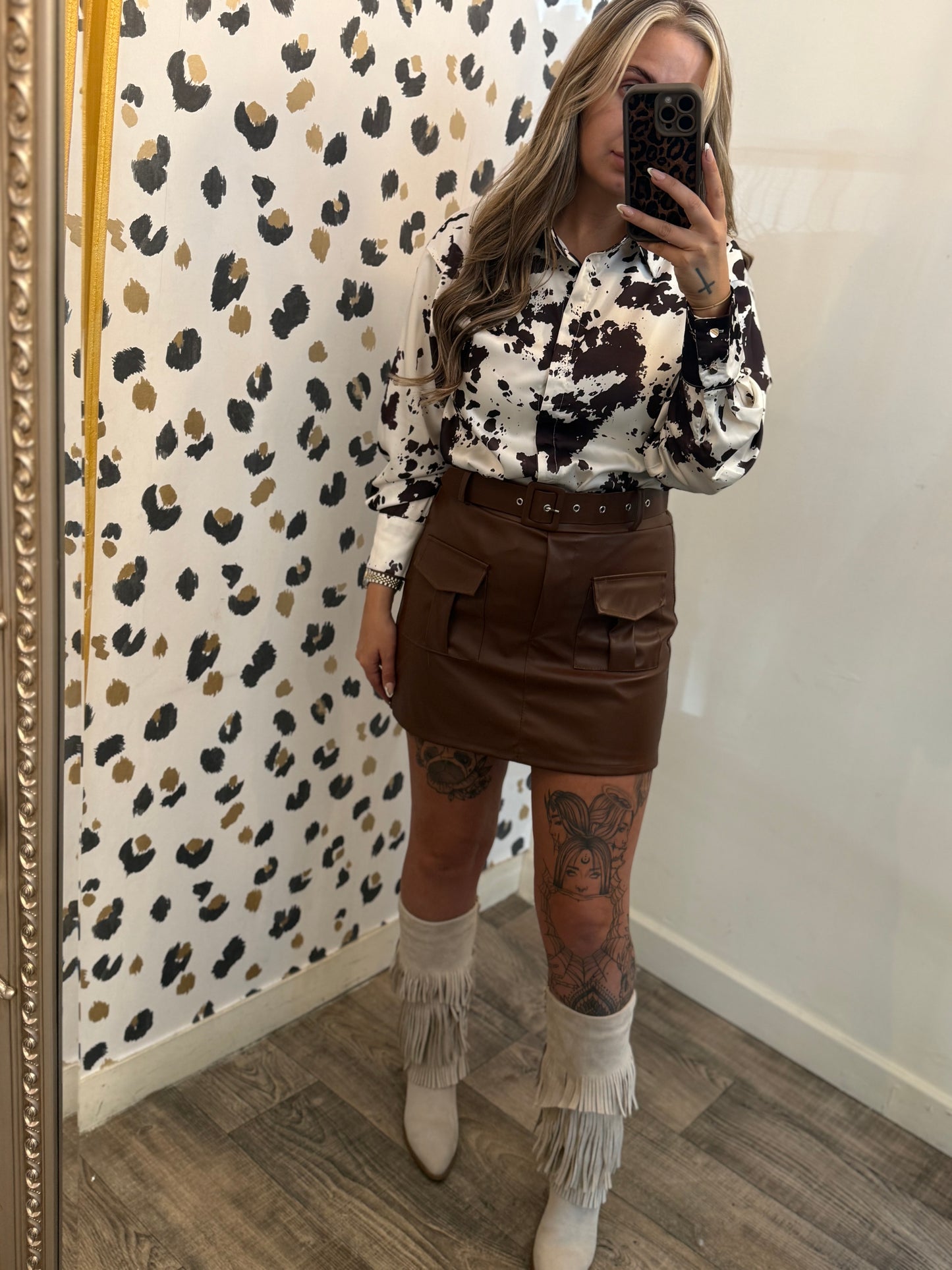 Cow Print Silk Shirt