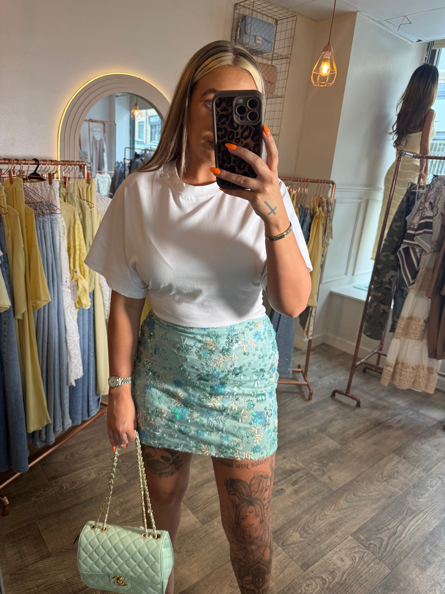 Sequin Skirt in Teal