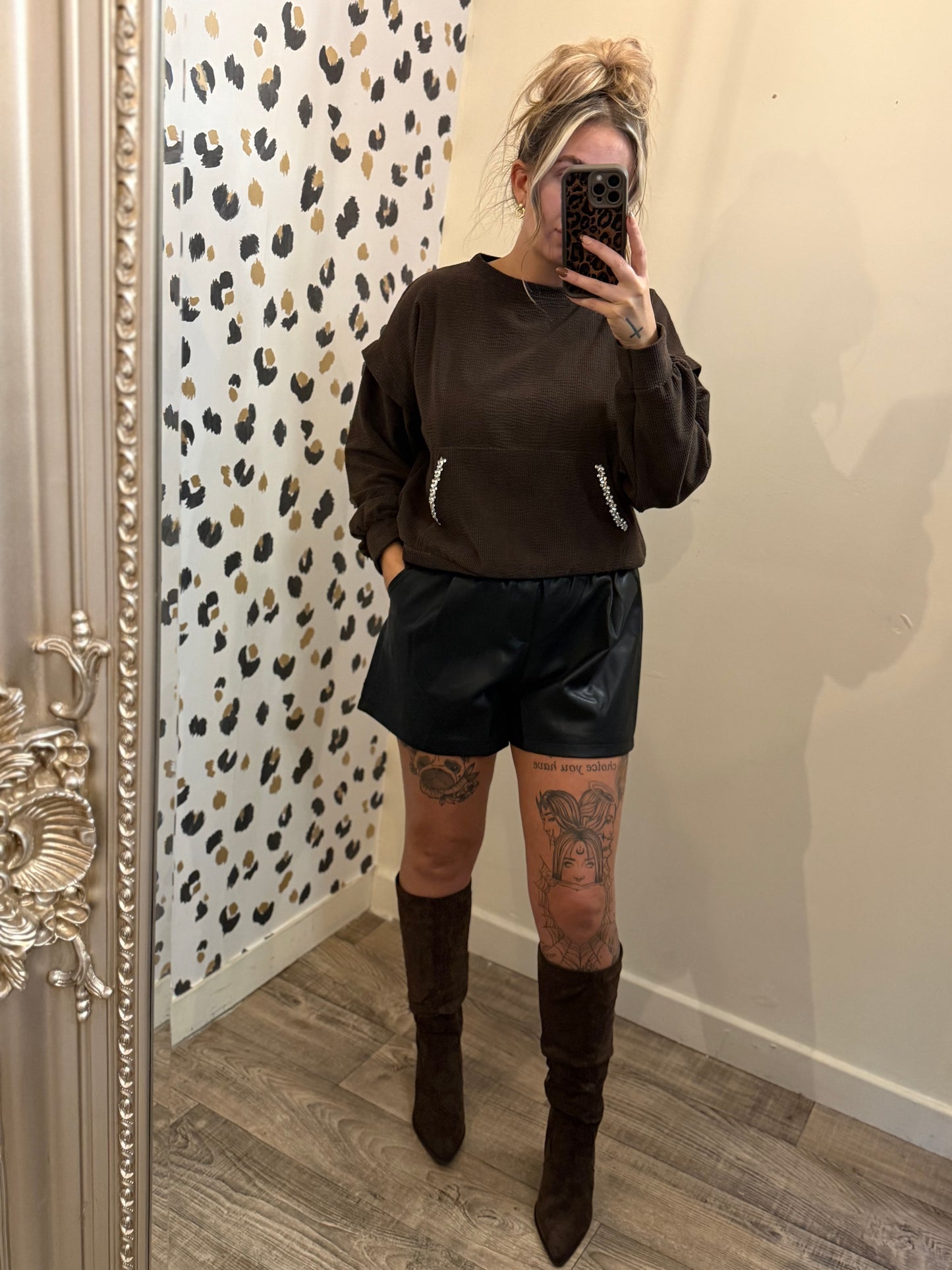 Brown Bling Detail Jumper