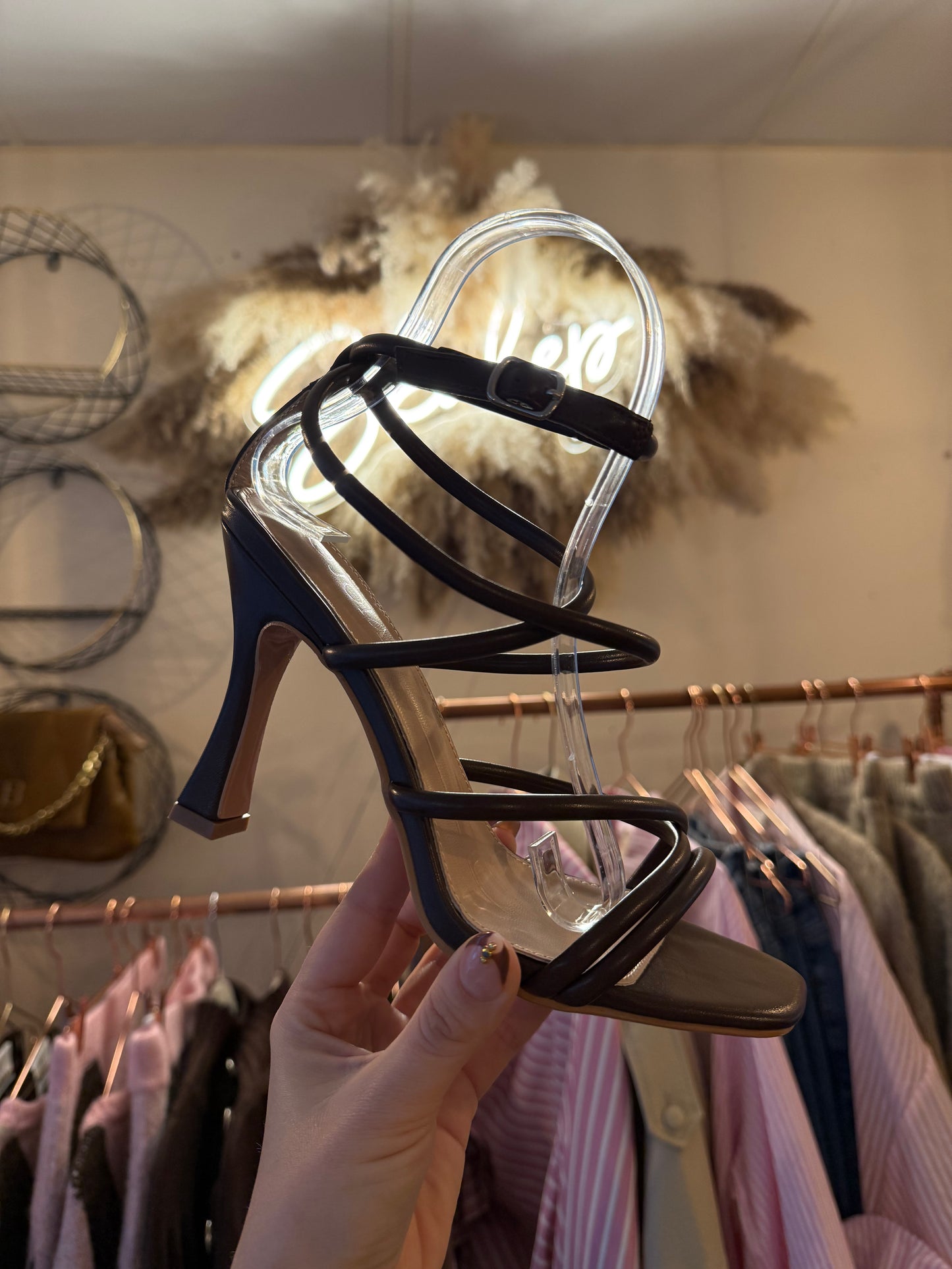 Brown Laceup Heels