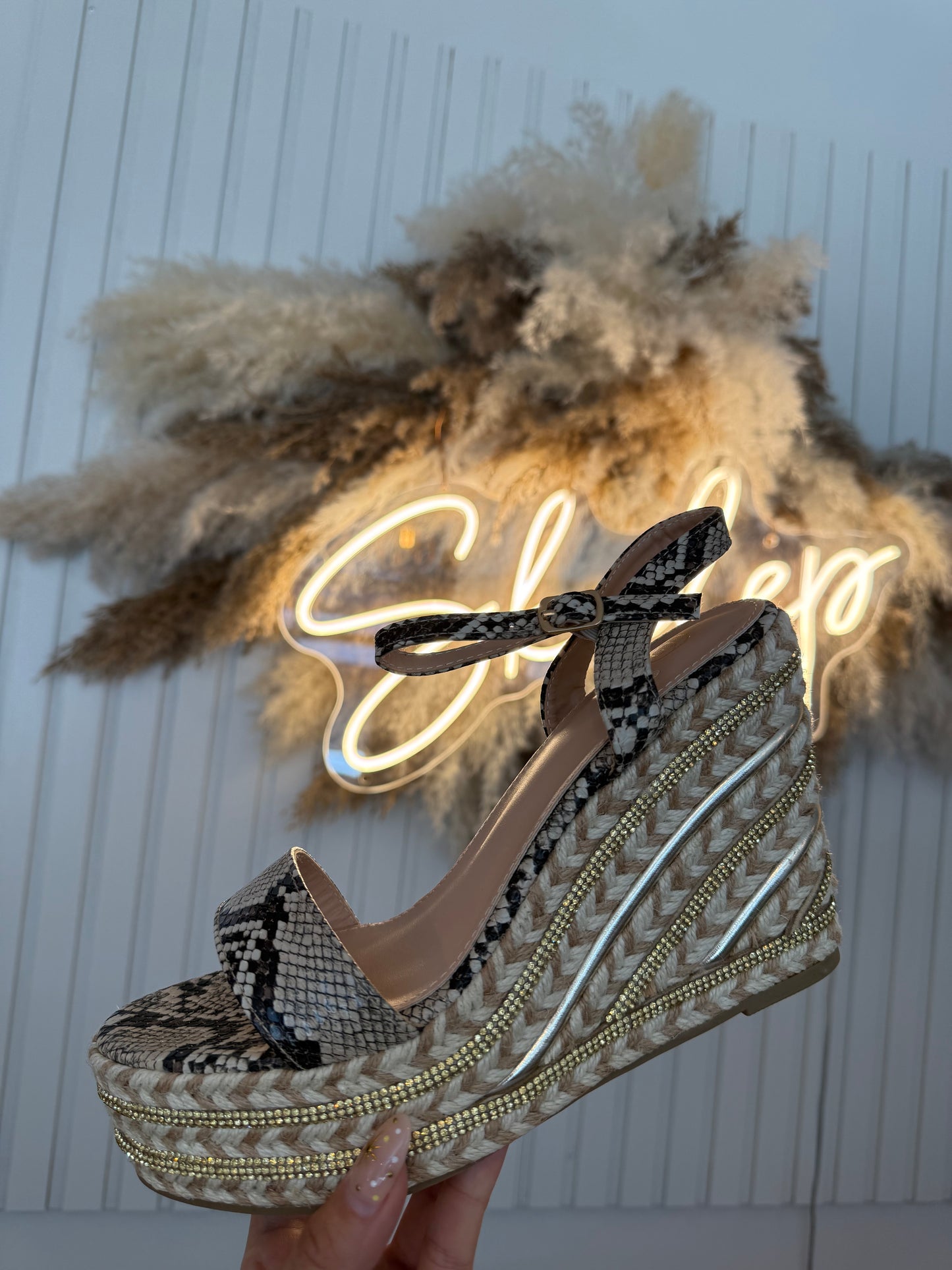 Snake Print Wedges
