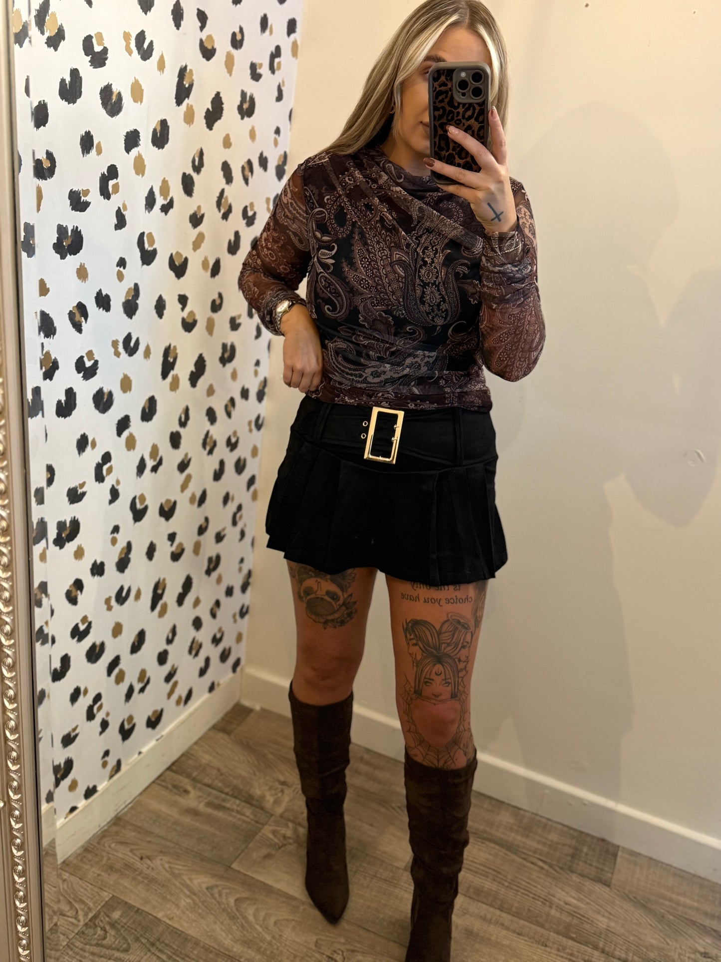 Black Suede RaRa Skort