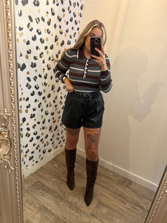 Stripe Knit Body Brown/Black