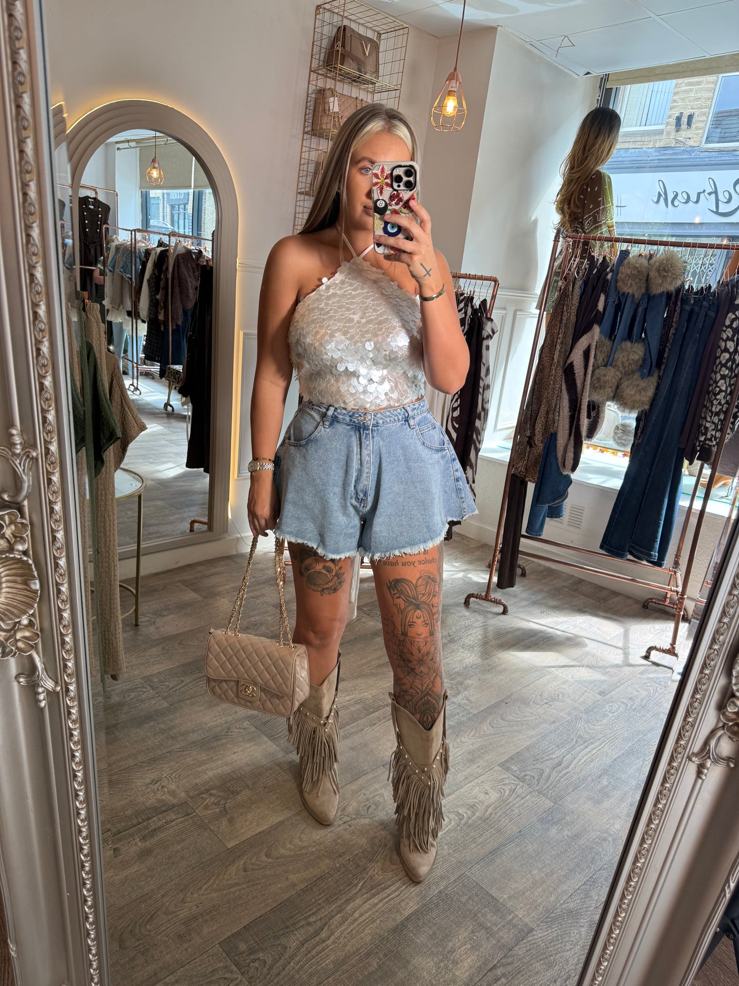 Sequin Halter Neck Top