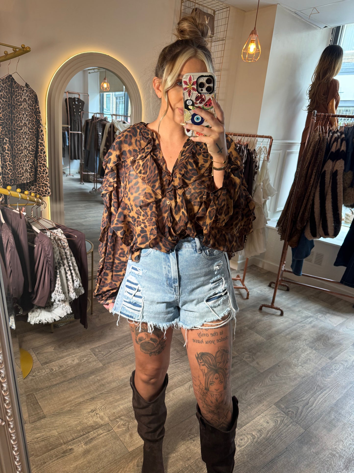 Leopard Frill Blouse