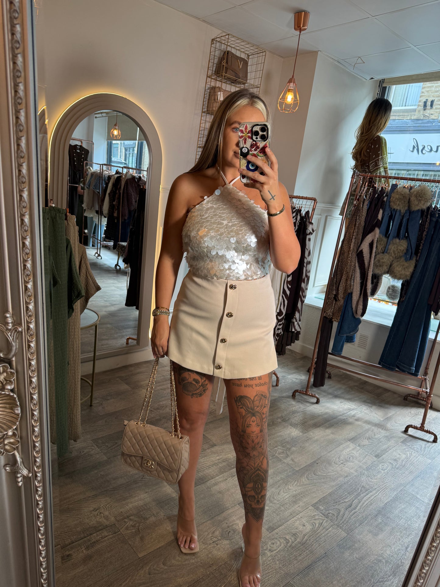 Sequin Halter Neck Top