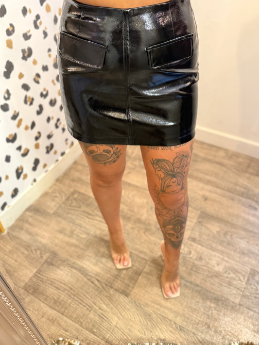 PU Black Skirt