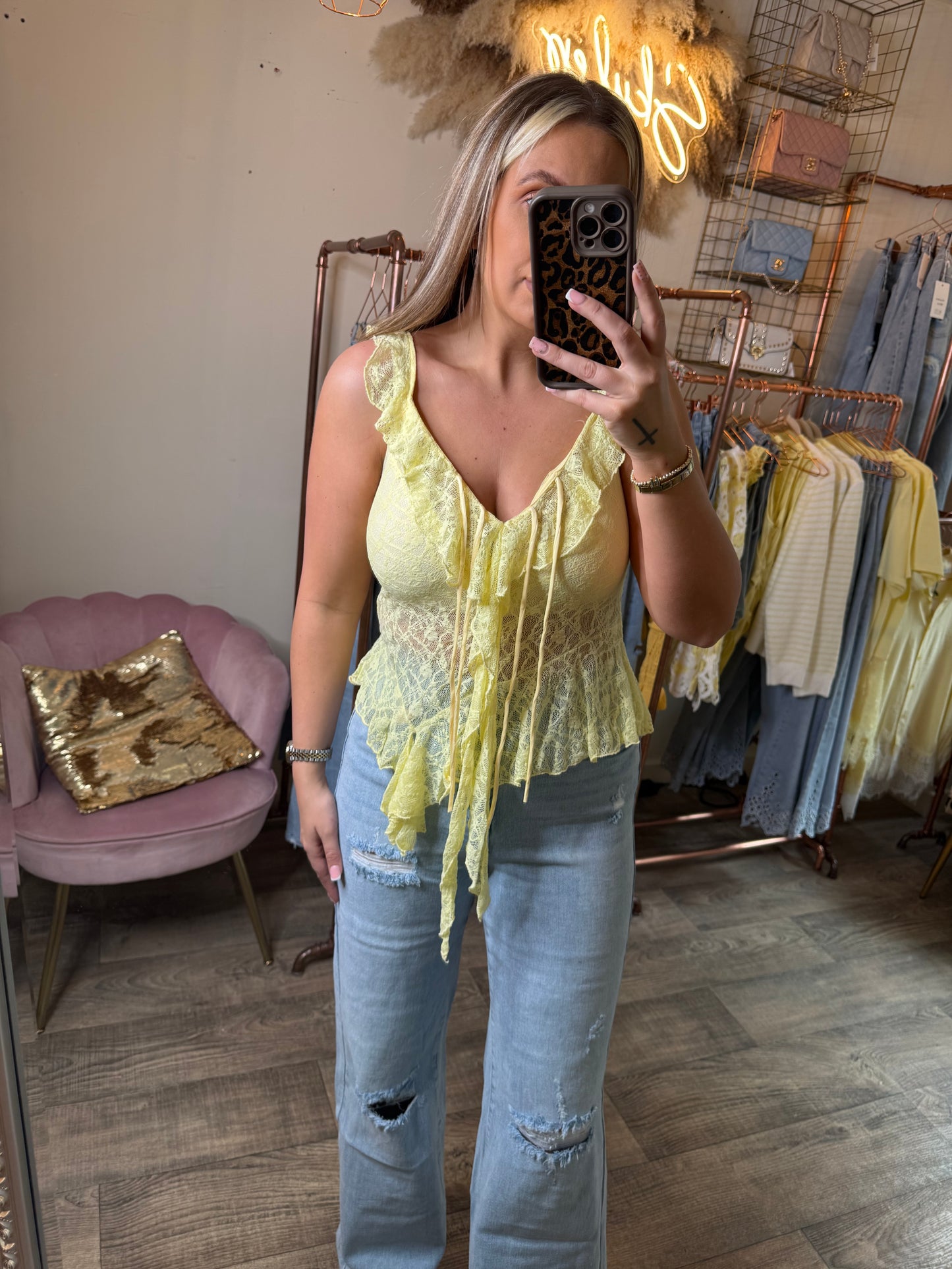 Yellow Lace Top