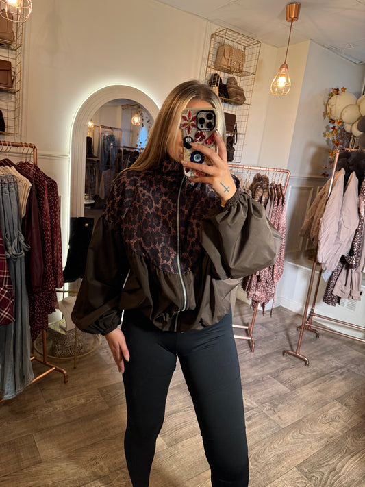 Leopard/Brown Bomber Jacket