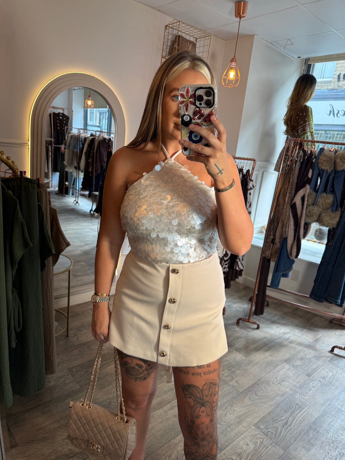 Beige Button Up Skort