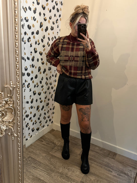 Burgundy Check Jumper
