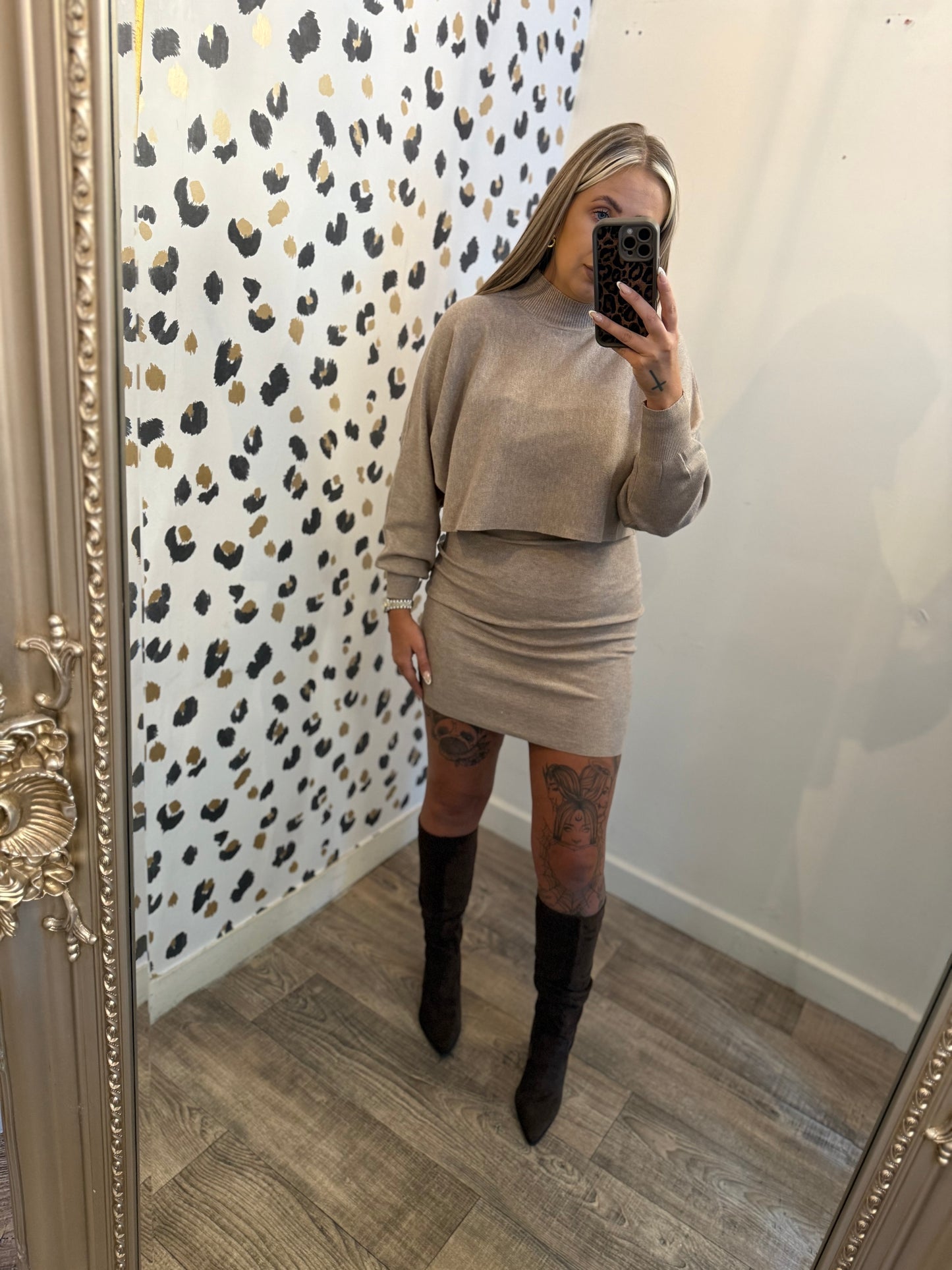 Beige Jumper Dress