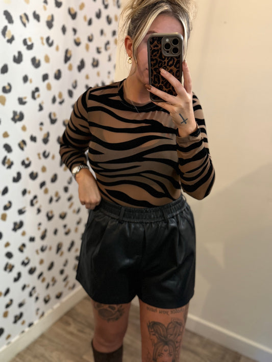 Tan Mesh Tiger Bodysuit