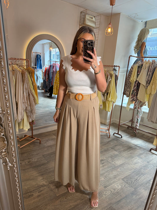 Pin Stripe Belted Pants
