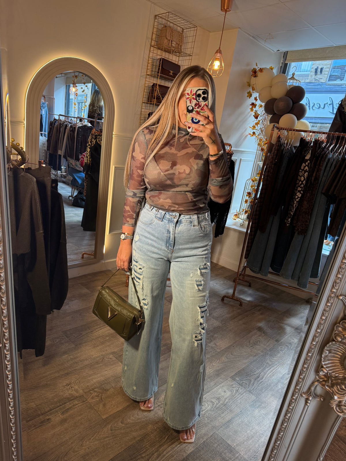 Camo Mesh Top