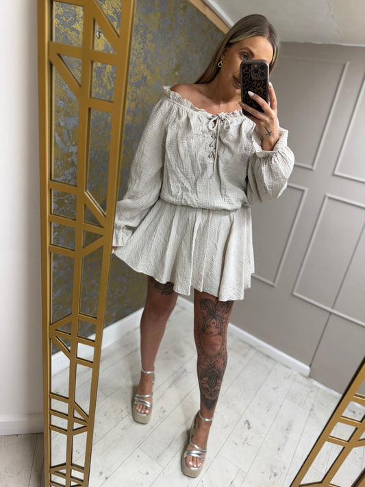 Laceup cheesecloth Playsuit