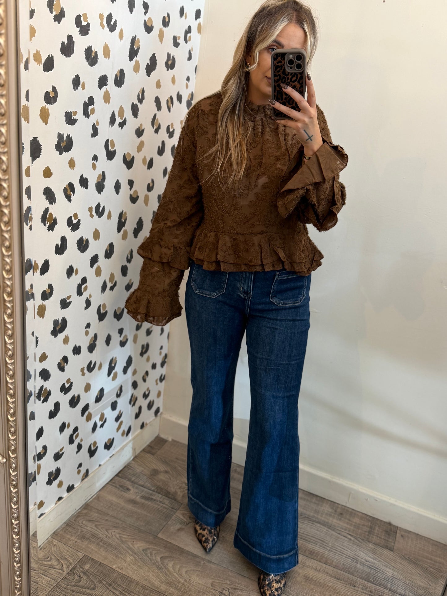 Brown Frill Blouse