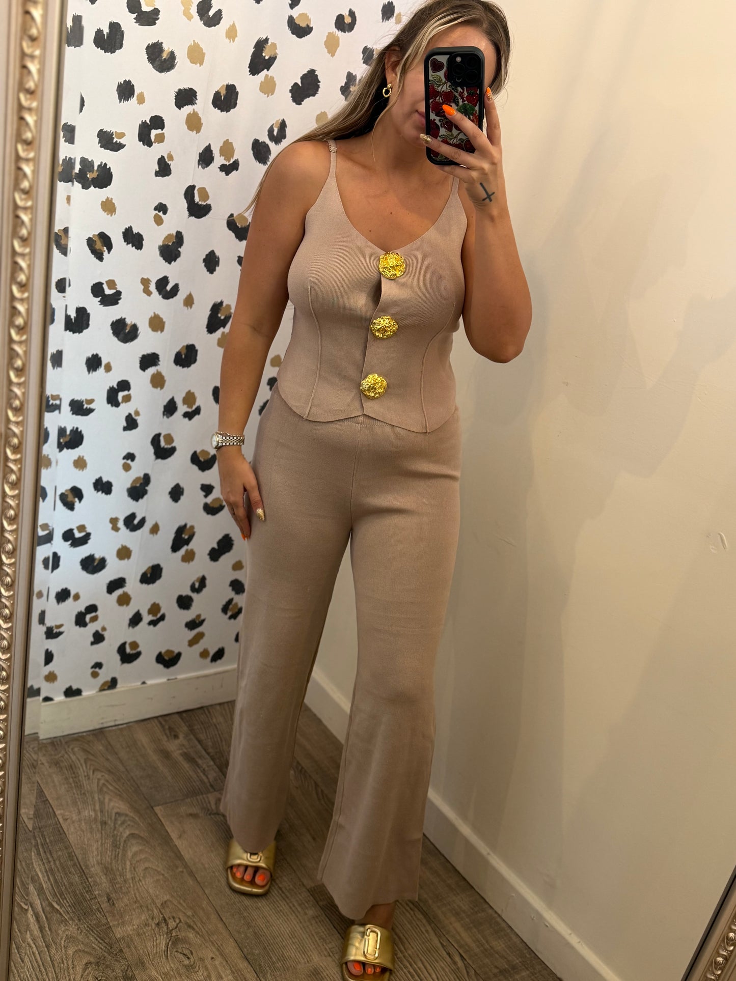 Gold Button up lounge Sets 3 colours