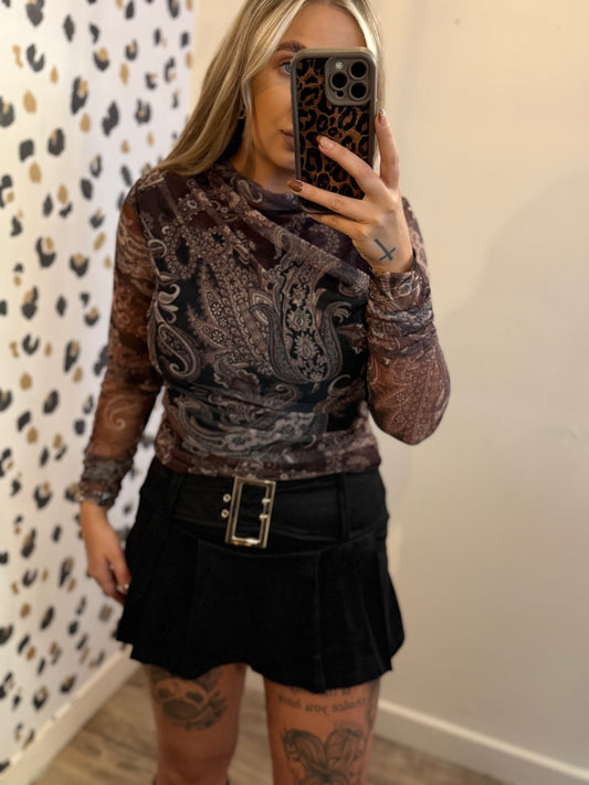 Black Suede RaRa Skort