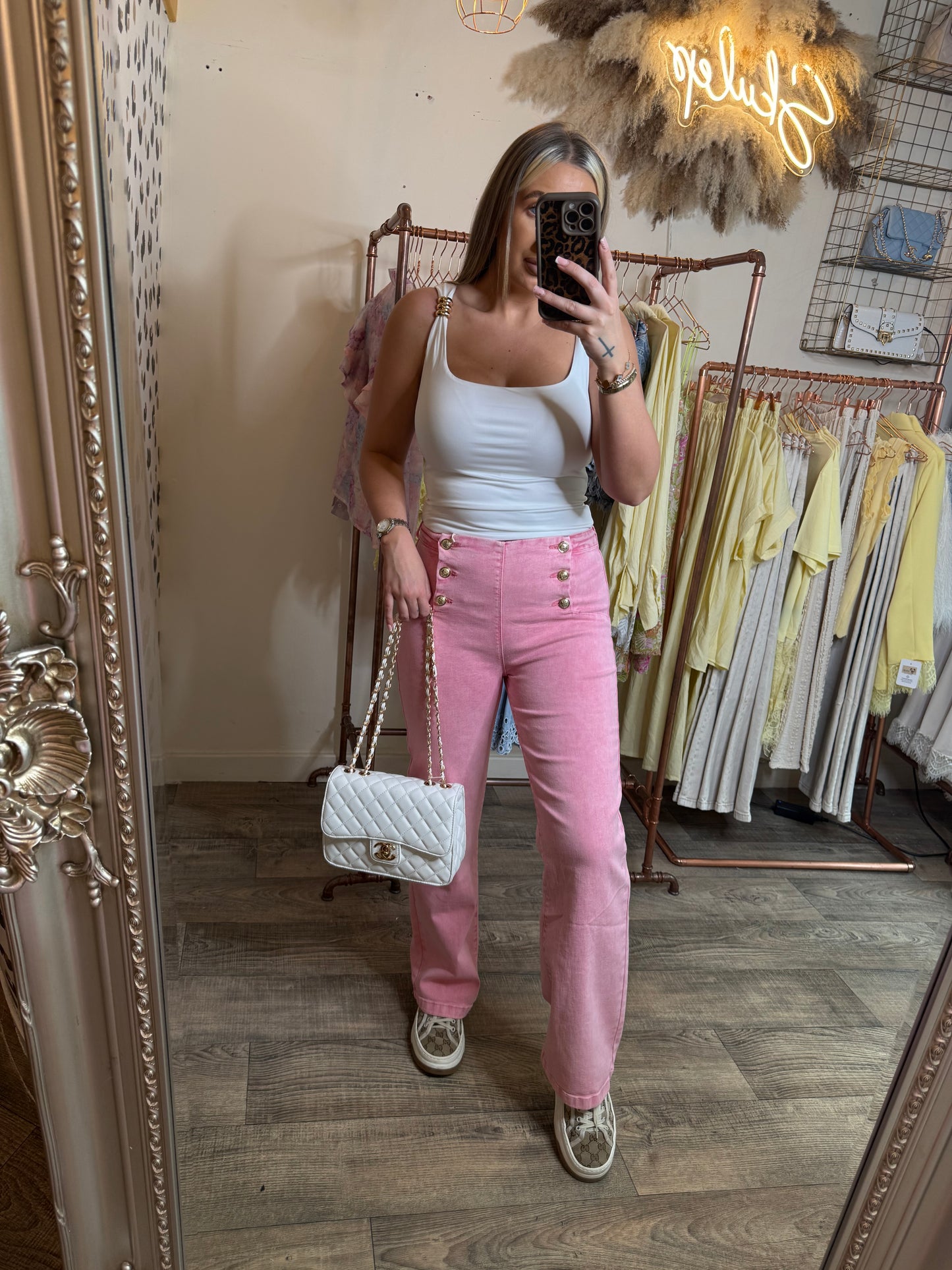 Pink Button up Jeans