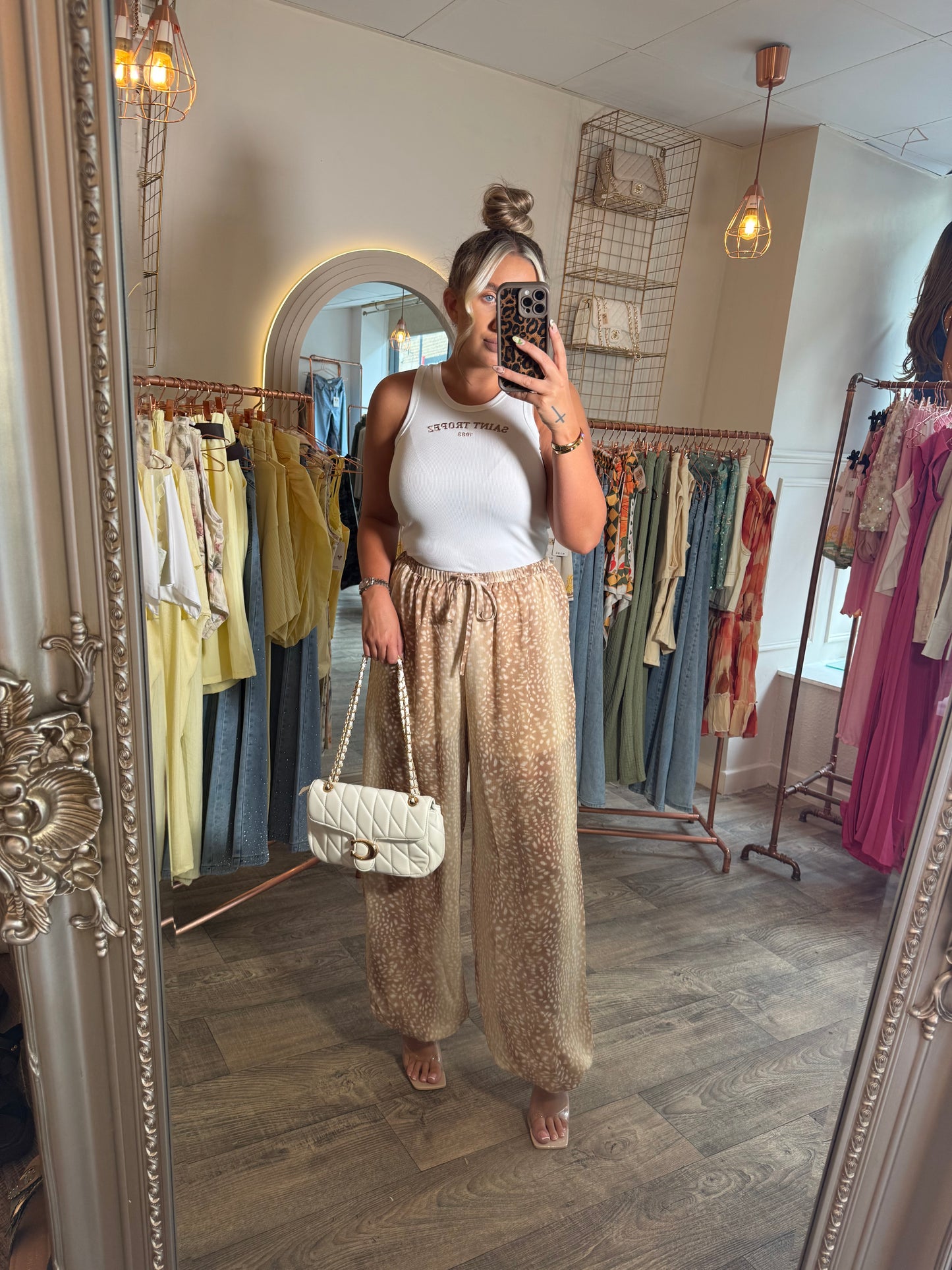 The Beige Leopard Baggy Pants