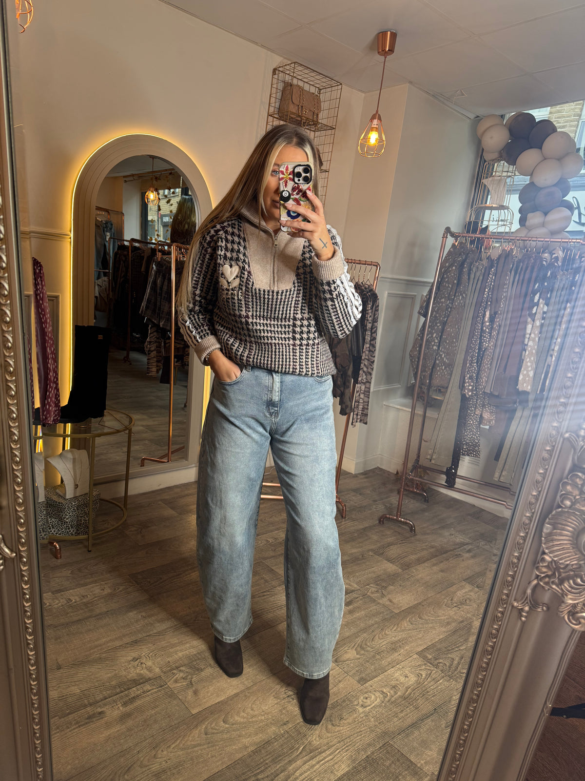 Check Lace Detail AMOUR Jumper