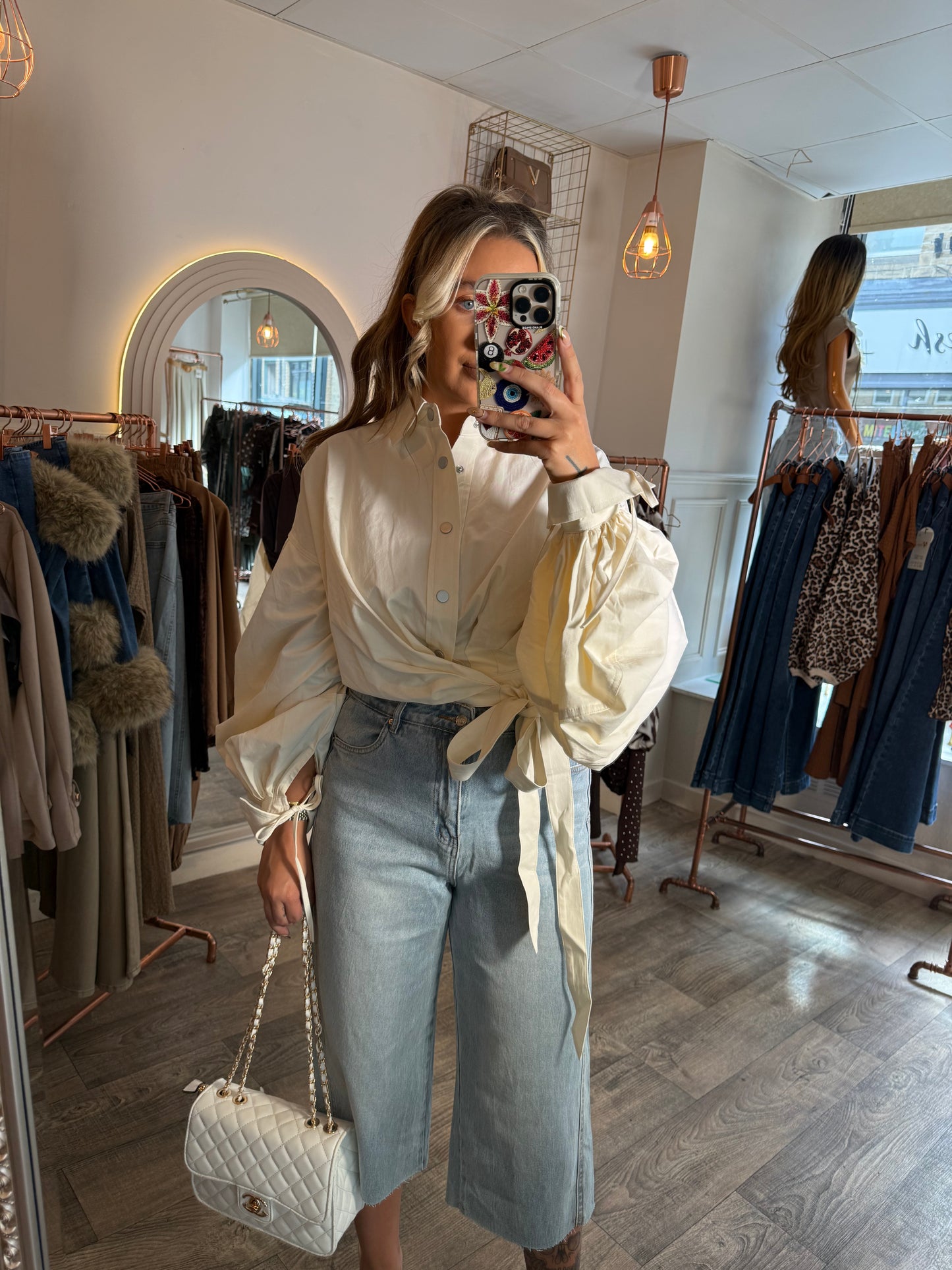 Wrap Tye Balloon Crop Shirt