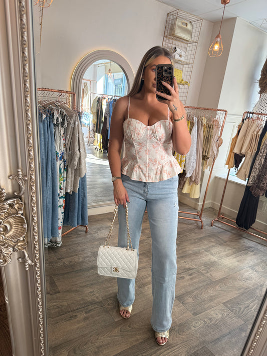 Coral Floral Corset
