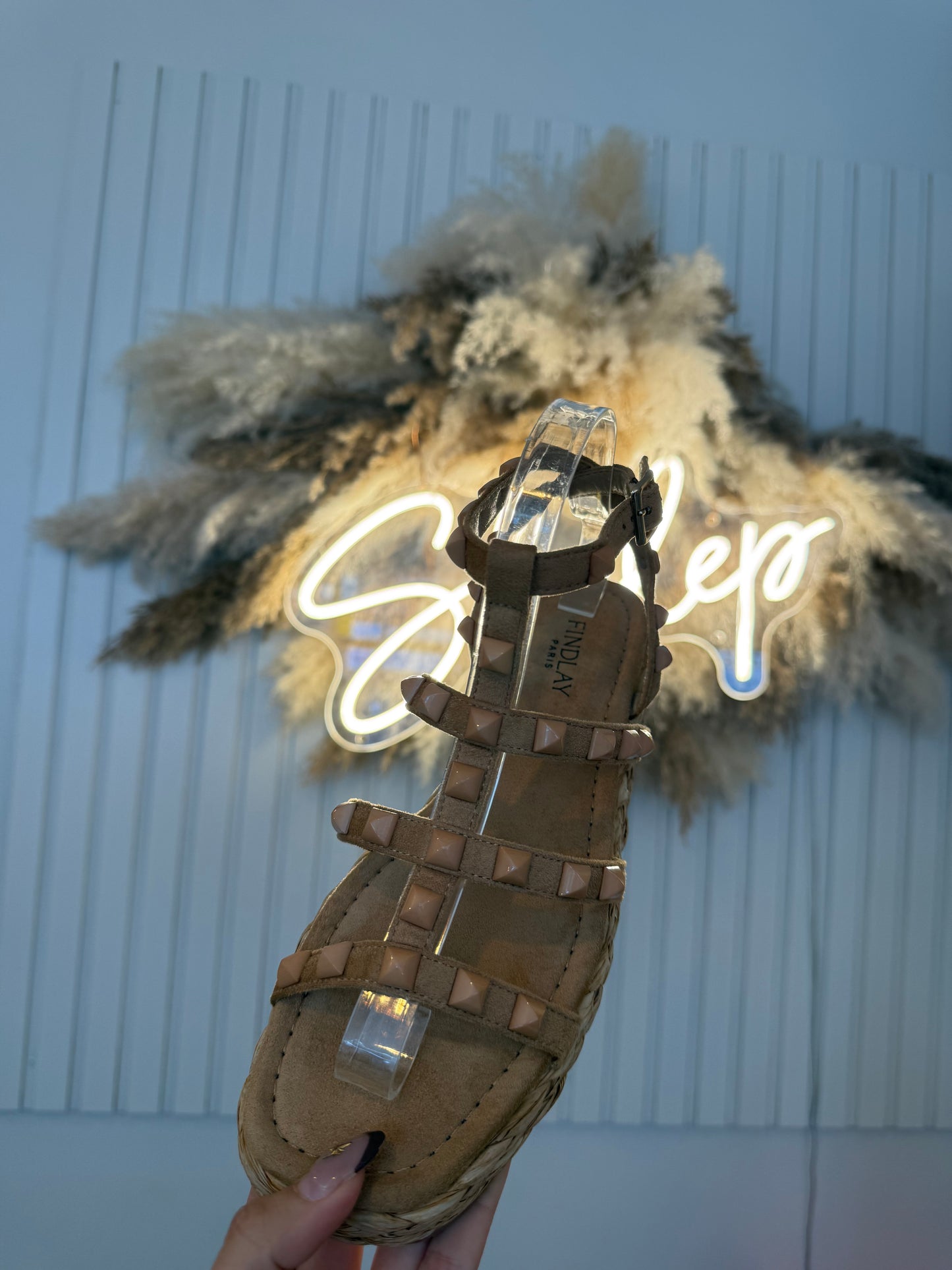 Tan Studded Sandals